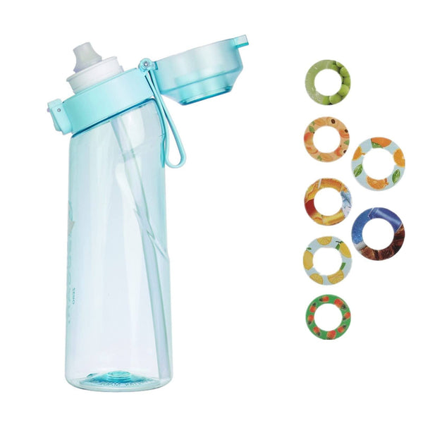 Ecenur Sports Air Water Bottle Tritan 650ml Starter Up Set Drinking Bottles with 7 Flavour Pods Scented for Flavouring 0 Sugar, 0 Calorie (Blue)